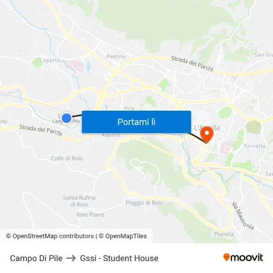 Campo Di Pile to Gssi - Student House map