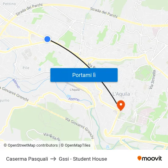 Caserma Pasquali to Gssi - Student House map