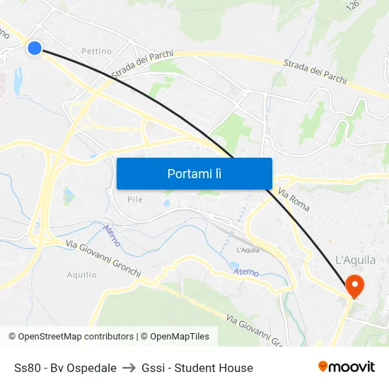 Ss80 - Bv Ospedale to Gssi - Student House map