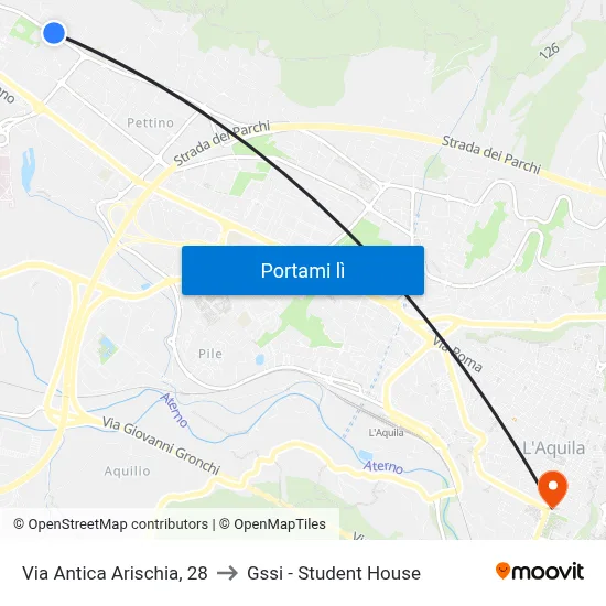 Via Antica Arischia, 28 to Gssi - Student House map