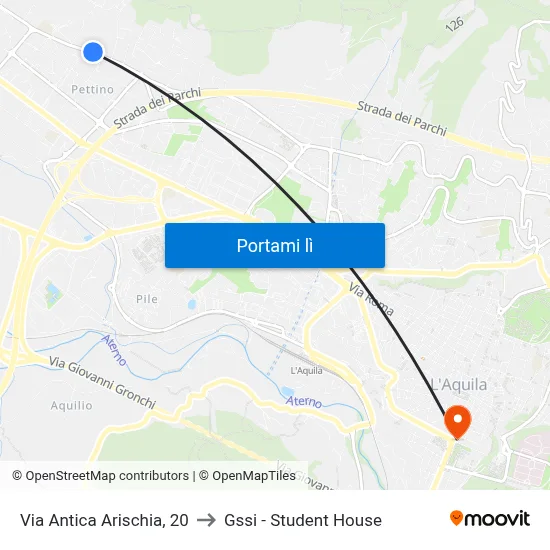 Via Antica Arischia, 20 to Gssi - Student House map