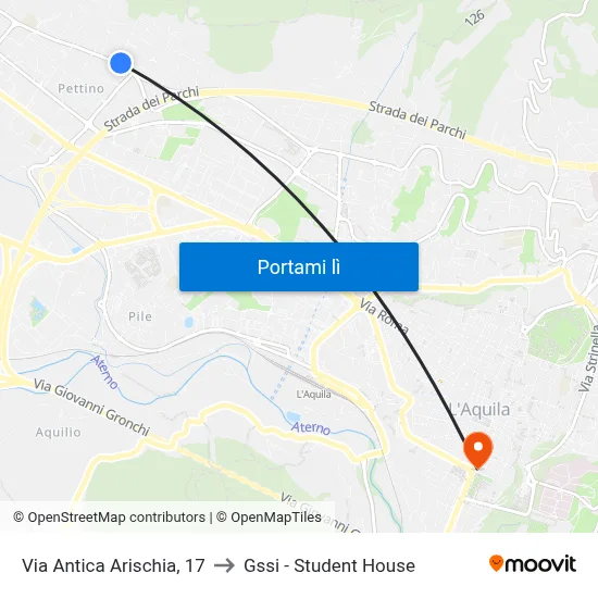 Via Antica Arischia, 17 to Gssi - Student House map