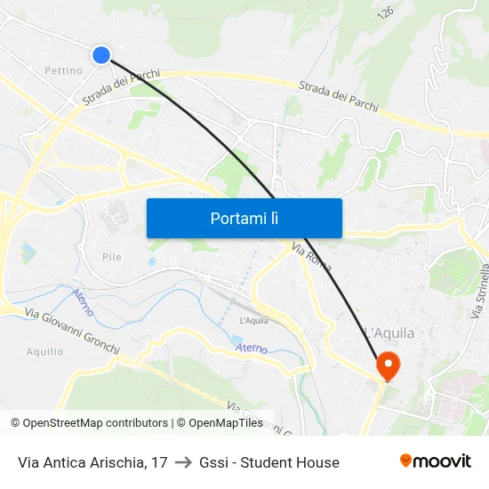 Via Antica Arischia, 17 to Gssi - Student House map