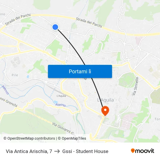 Via Antica Arischia, 7 to Gssi - Student House map