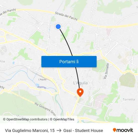 Via Guglielmo Marconi, 15 to Gssi - Student House map