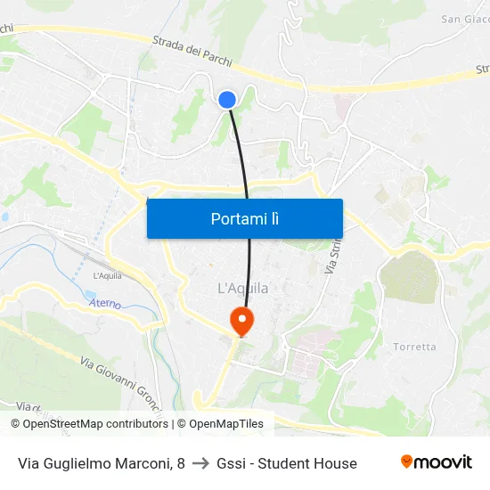Via Guglielmo Marconi, 8 to Gssi - Student House map