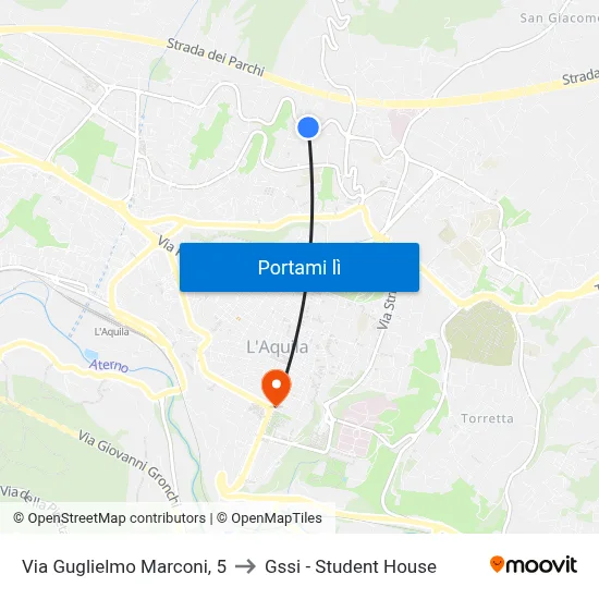 Via Guglielmo Marconi, 5 to Gssi - Student House map