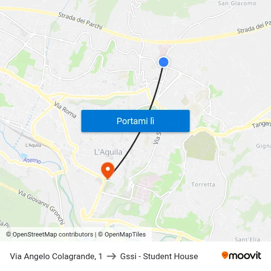 Via Angelo Colagrande, 1 to Gssi - Student House map