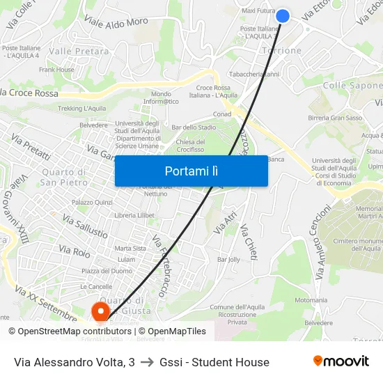 Via Alessandro Volta, 3 to Gssi - Student House map