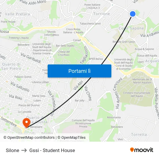 Silone to Gssi - Student House map