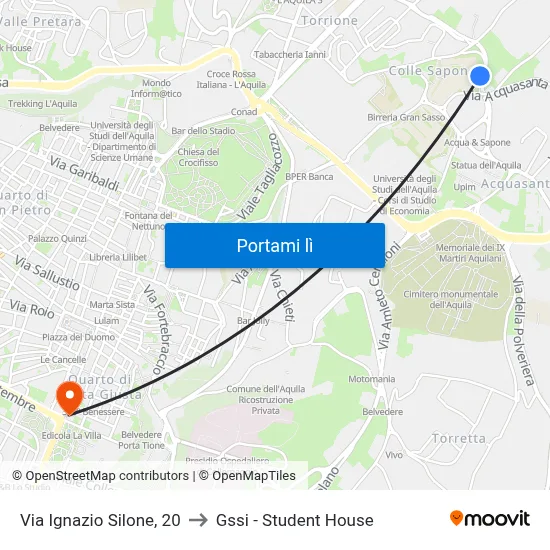 Via Ignazio Silone, 20 to Gssi - Student House map