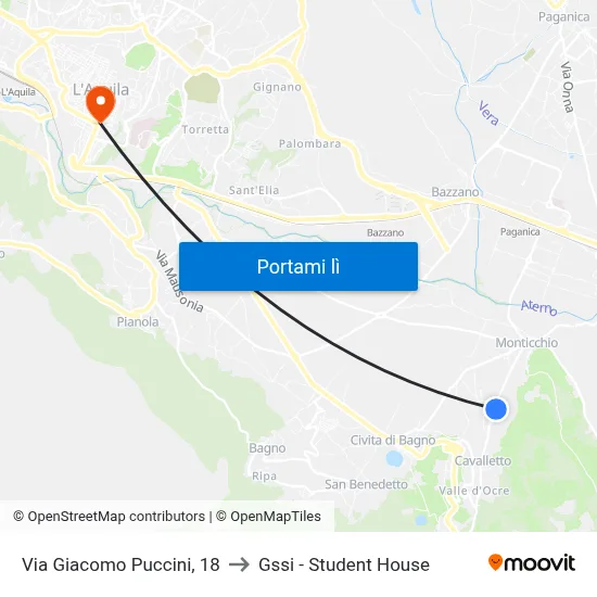 Via Giacomo Puccini, 18 to Gssi - Student House map