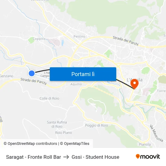 Saragat - Fronte Roll Bar to Gssi - Student House map