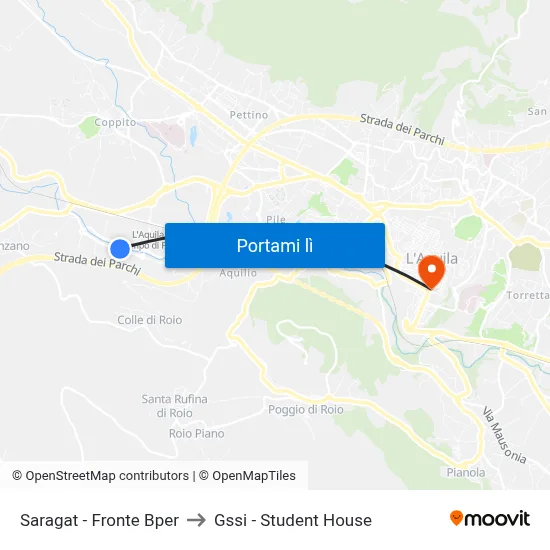 Saragat - Fronte Bper to Gssi - Student House map