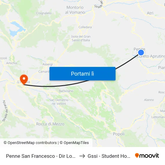 Penne San Francesco - Dir Loreto to Gssi - Student House map