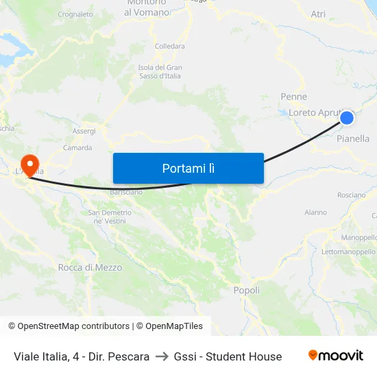 Viale Italia, 4 - Dir. Pescara to Gssi - Student House map