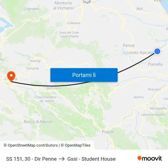 SS 151, 30 - Dir Penne to Gssi - Student House map