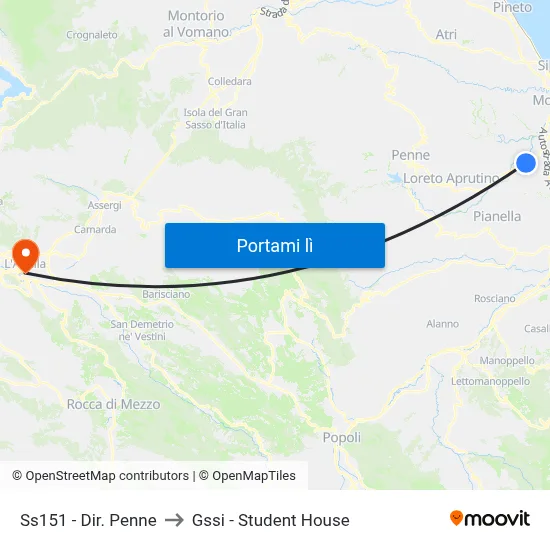 Ss151 - Dir. Penne to Gssi - Student House map