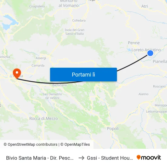 Bivio Santa Maria - Dir. Pescara to Gssi - Student House map