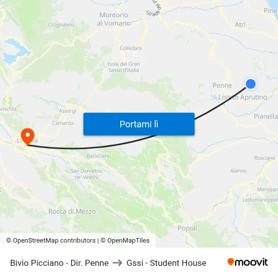 Bivio Picciano - Dir. Penne to Gssi - Student House map
