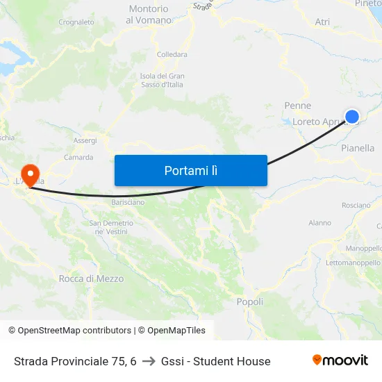 Strada Provinciale 75, 6 to Gssi - Student House map