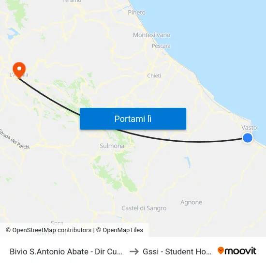 Bivio S.Antonio Abate - Dir Cupello to Gssi - Student House map