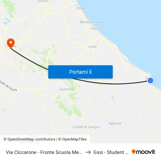Via Ciccarone - Fronte Scuola Media Rossetti to Gssi - Student House map