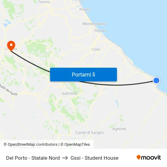 Del Porto - Statale Nord to Gssi - Student House map