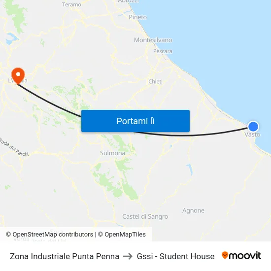 Zona Industriale Punta Penna to Gssi - Student House map
