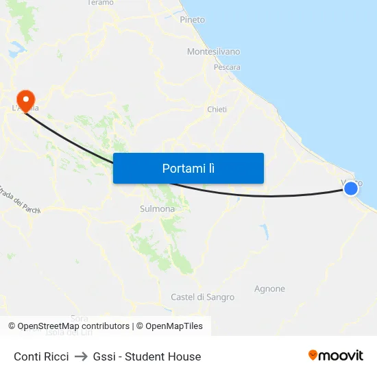 Conti Ricci to Gssi - Student House map