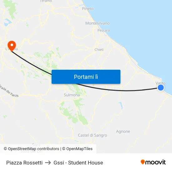 Piazza Rossetti to Gssi - Student House map