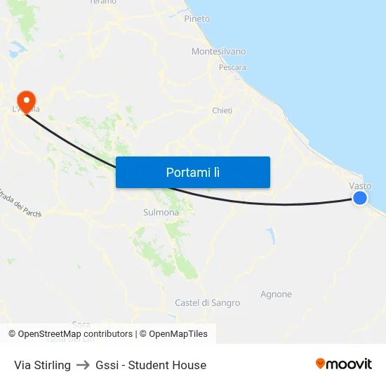Via Stirling to Gssi - Student House map