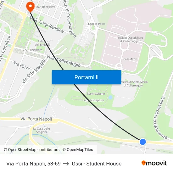 Via Porta Napoli, 53-69 to Gssi - Student House map