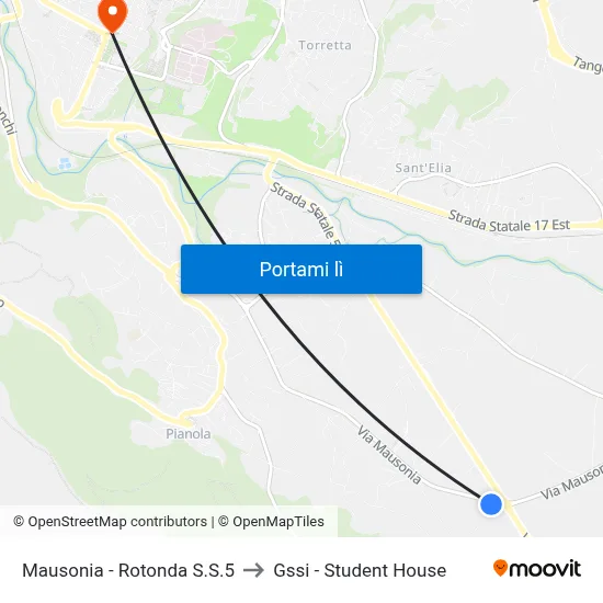 Mausonia - Rotonda S.S.5 to Gssi - Student House map