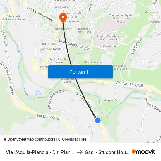 Via L'Aquila-Pianola - Dir. Pianola to Gssi - Student House map