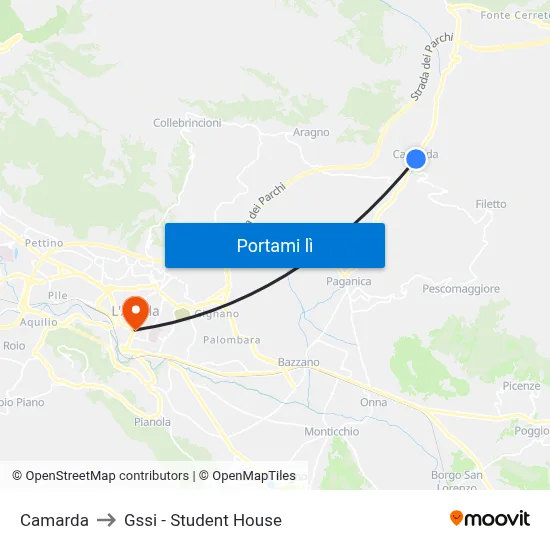 Camarda to Gssi - Student House map