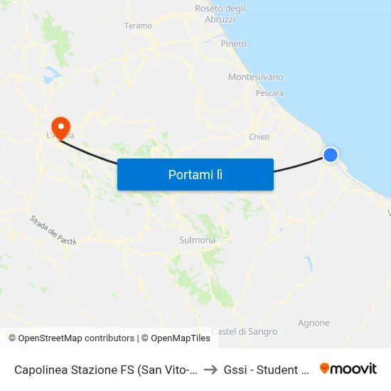 Capolinea Stazione FS (San Vito-Lanciano) to Gssi - Student House map