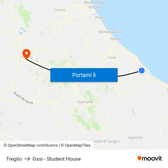 Treglio to Gssi - Student House map