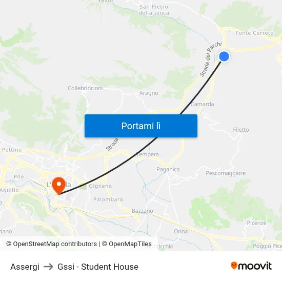 Assergi to Gssi - Student House map