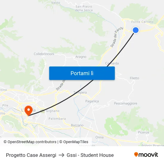 Progetto Case Assergi to Gssi - Student House map