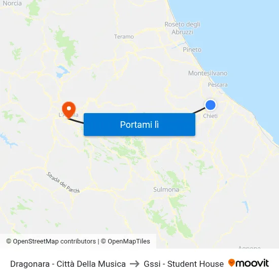 Dragonara - Città Della Musica to Gssi - Student House map
