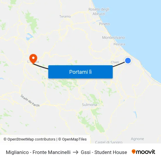 Miglianico - Fronte Mancinelli to Gssi - Student House map