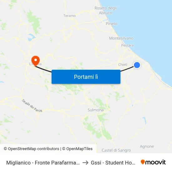 Miglianico - Fronte Parafarmacia to Gssi - Student House map
