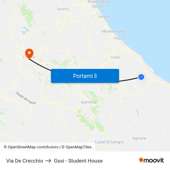 Via De Crecchio to Gssi - Student House map