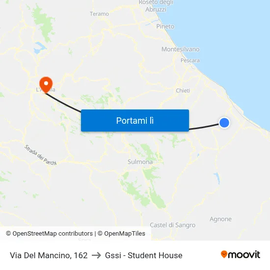 Via Del Mancino, 162 to Gssi - Student House map