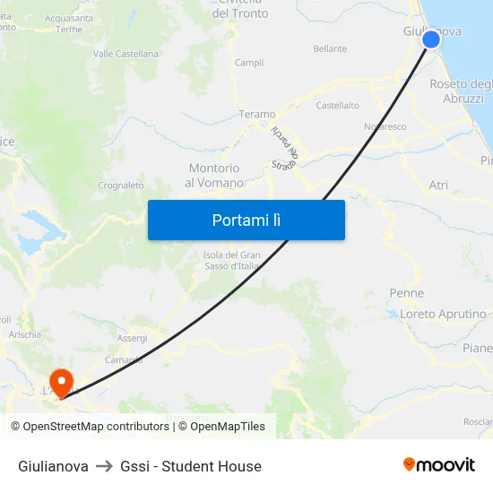 Giulianova to Gssi - Student House map