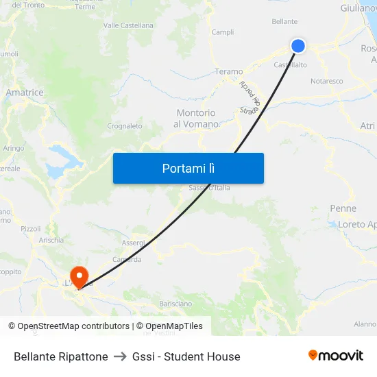 Bellante Ripattone to Gssi - Student House map