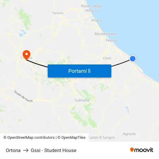 Ortona to Gssi - Student House map