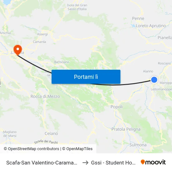 Scafa-San Valentino-Caramanico to Gssi - Student House map