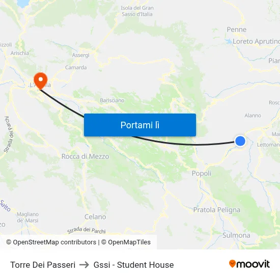 Torre Dei Passeri to Gssi - Student House map